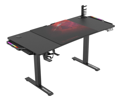 Mebel gamingowy Ultradesk LEVEL V2 LED RGB (Czarno-Czerwone) (elektryczna regulacja)